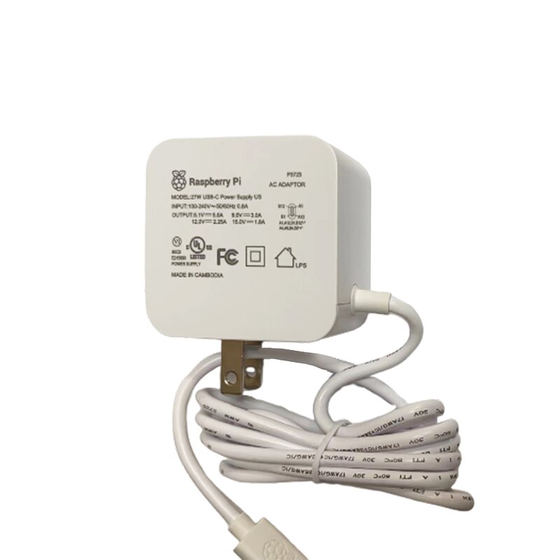 Raspberry Pi 5 Power Supply Factory - Official 27W 3A USB-C Adapter
