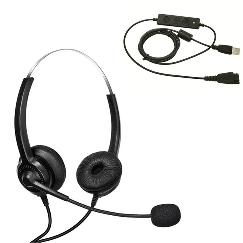 Wired Stereo Headset Manufacturer - OEM QD Call Center with ENC USB Microphone