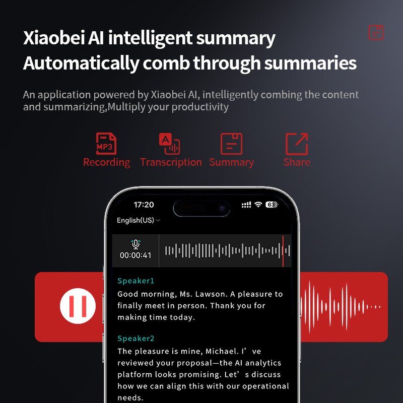 Smart Dictaphone Factory - 13 Language AI Magnet Audio Recorder 64G