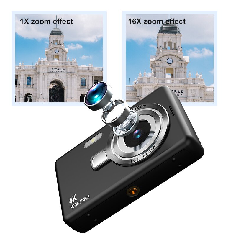 Rechargeable Camera Factory - Q12 4K HD 16x Zoom 2.4-Inch Screen