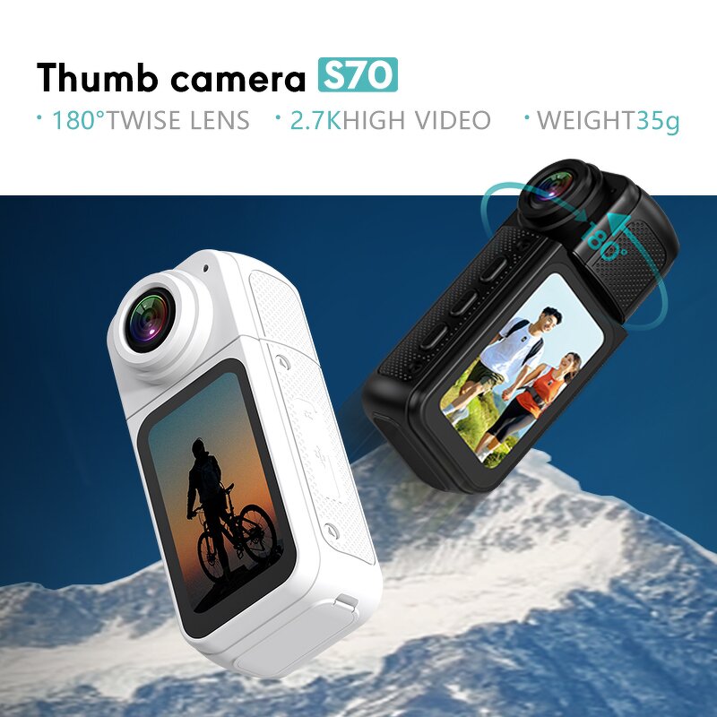 Thumb Action Camera Manufacturer - S70 Magnetic 180° Rotation 2.7K HD