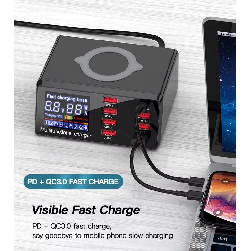 USB Charging Stations Factory - Multi-port 8port Wireless with PD3.0