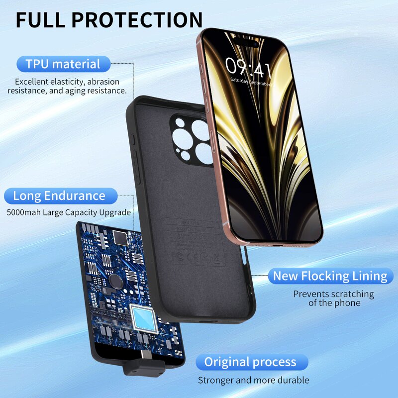 Wireless Power Bank Case Factory - Large 5000mAh Soft Edge Phone Case