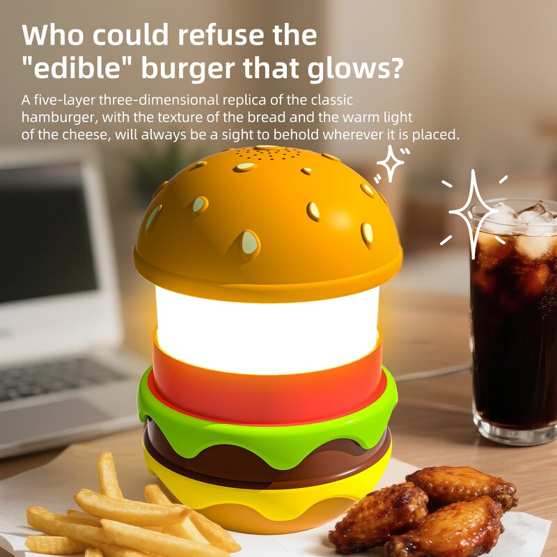 Burger Lamp Speaker Manufacturer - OEM Compact Portable Ambient Sleep Atmosphere Creator