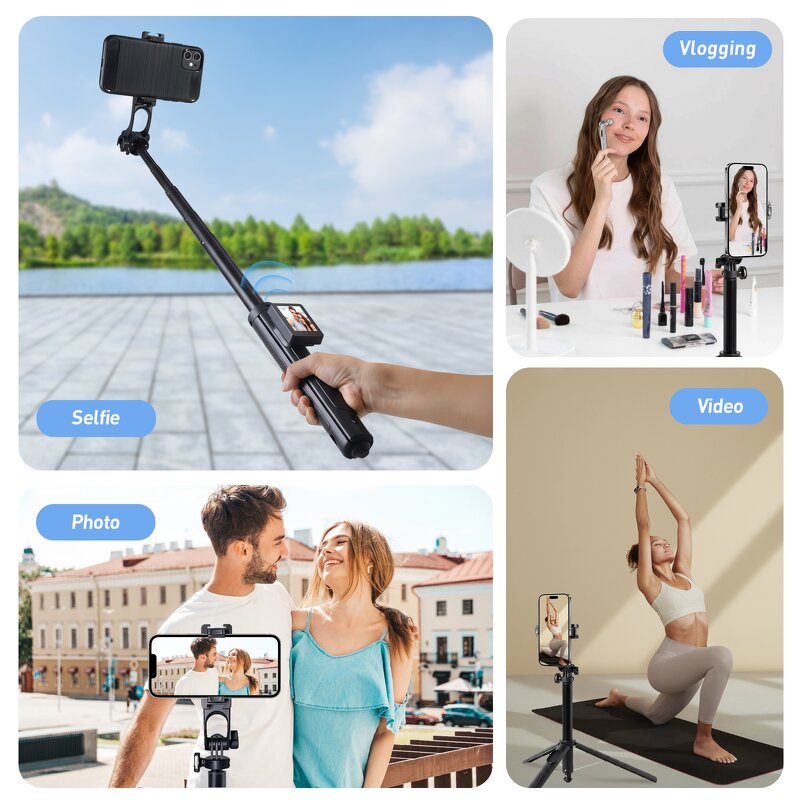 Selfie Stick Manufacturer - OEM Flexibility 1.65m 2.0 Inch Screen 2.4G WiFi Rechargeable