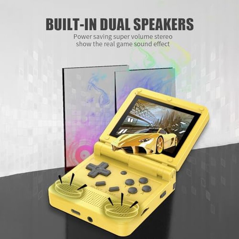 Mini Retro Game Console Manufacturer - OEM 3-inch IPS Open Flip Yellow Wi-Fi 2000 Games