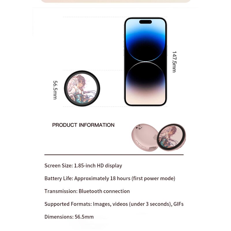 Electronic Badge Manufacturer - OEM 1.85 Inch IPS Touch Screen Smart Dynamic Pixel