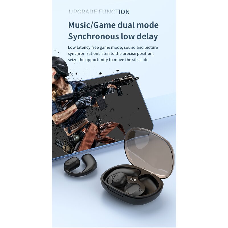 Stereo Earphones Manufacturer - OEM F60 Wireless with Charging Case Ear Clips for Sports