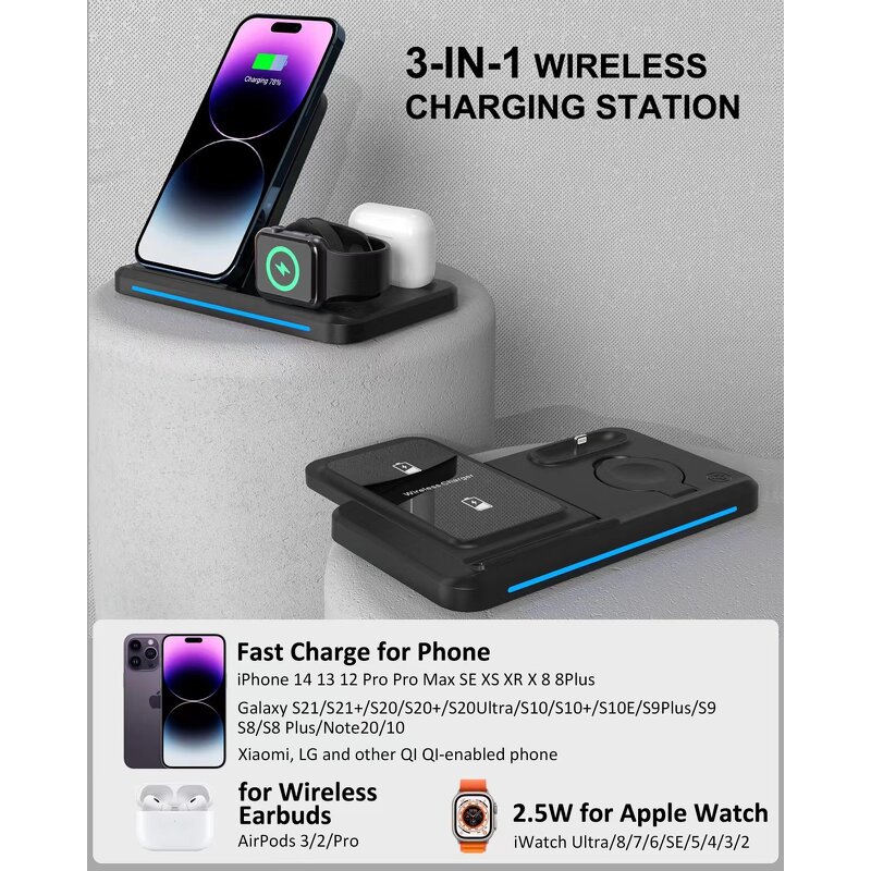 Wireless Charger Manufacturer - OEM Best Sale 3 in 1 Electric Magnetic 7.5W Dock Stand