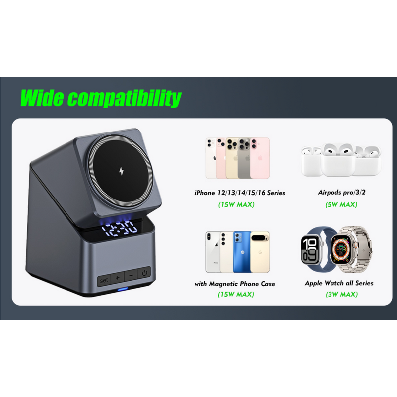 Wireless Charging Stand Manufacturer - OEM 2026 15W Fast 3-in-1 Foldable Cube ABS Magnetic