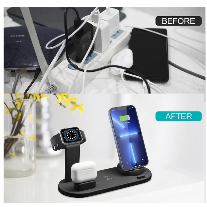Wireless Charger Station Manufacturer - OEM Popular 15W 6 in 1 Dock for Airpods Iwatch iPhone
