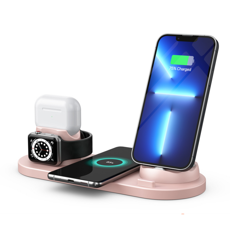 Wireless Charger Dock Manufacturer - OEM 2025 New Pink Travel 6 in 1 Fast Charging Desktop