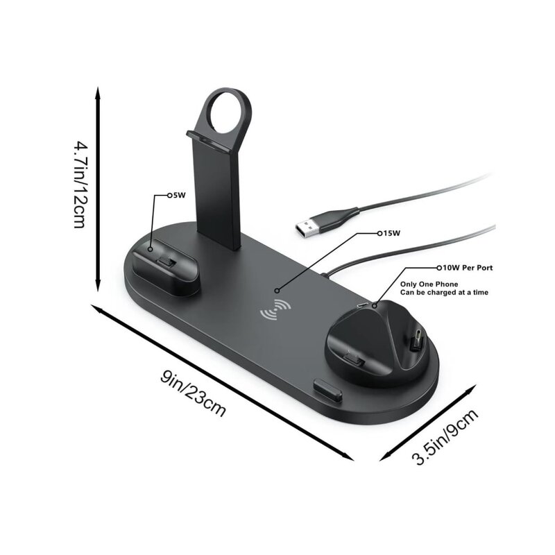 Wireless Charger Station Manufacturer - OEM Popular 15W 6 in 1 Dock for Airpods Iwatch iPhone