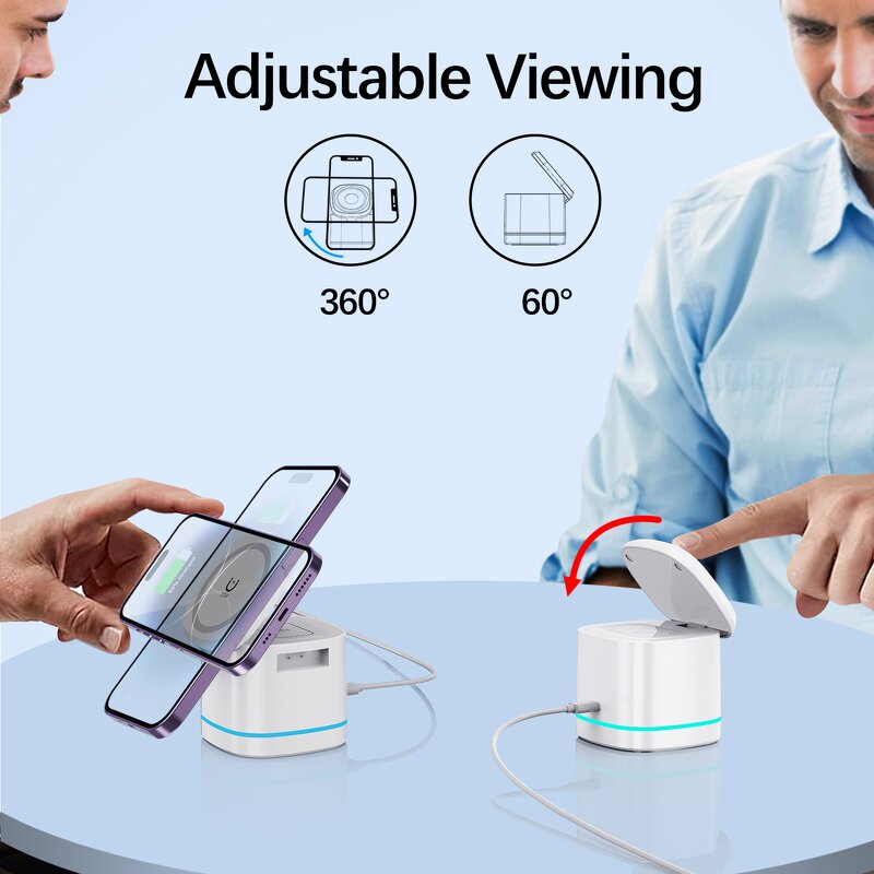 Wireless Charger Dock Manufacturer - OEM Desktop Magnetic 15W Fast LED Light 4 1 for iPhone