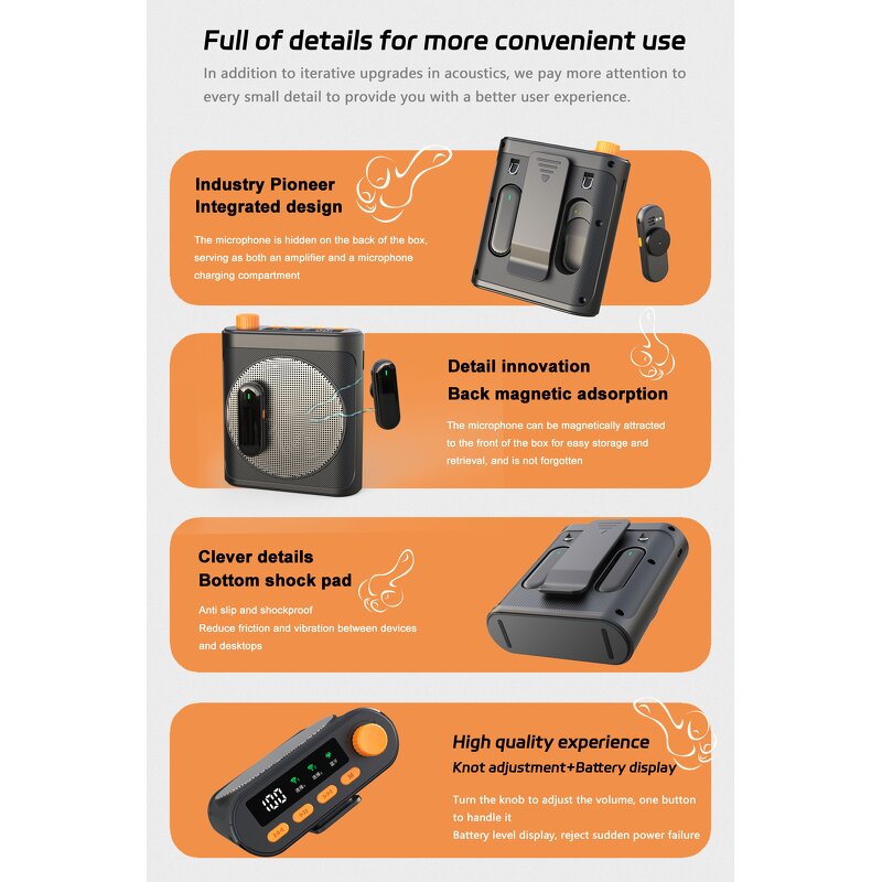 Voice Amplifier Manufacturer - OEM Wireless Microphone with Magnetic Lavalier for Teachers