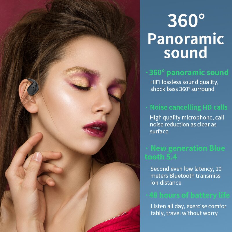 Stereo Earphones Manufacturer - OEM F60 Wireless with Charging Case Ear Clips for Sports