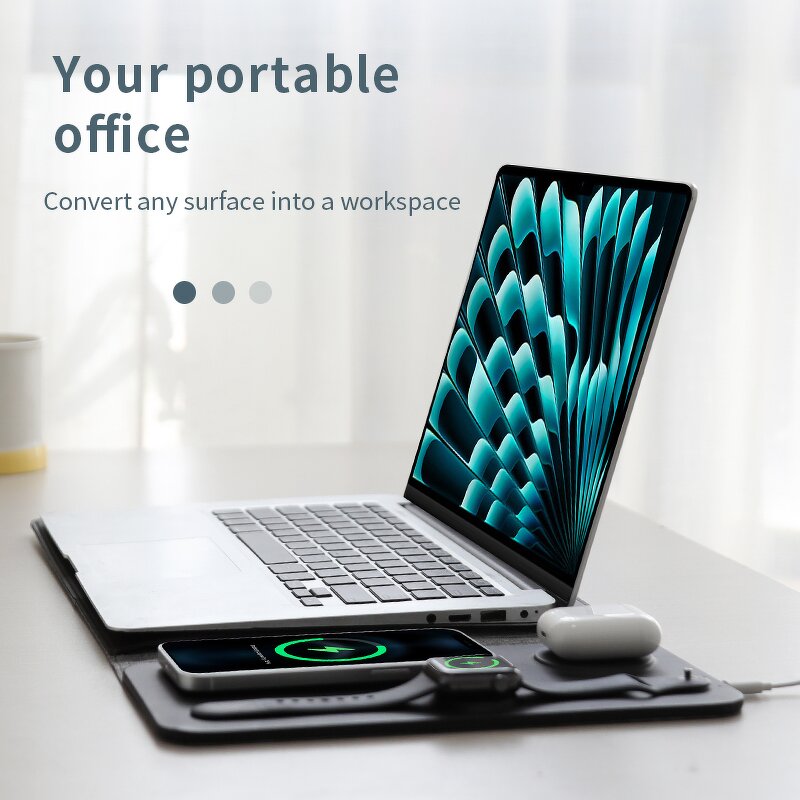 Laptop Sleeve Manufacturer - OEM 5 in 1 Felt Leather with Magnetic Wireless Charging for iPad