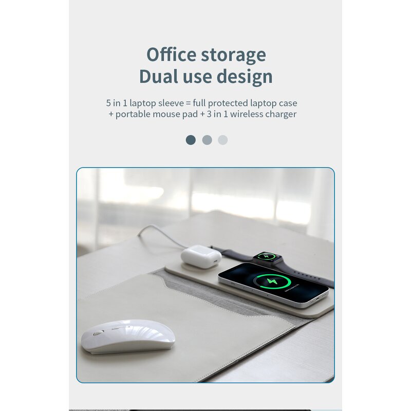 Laptop Sleeve Manufacturer - OEM Factory 5 In-1 with Wireless Charging Mouse Pad Desk Mat