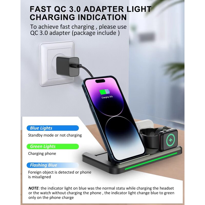 Wireless Charger Manufacturer - OEM Best Sale 3 in 1 Electric Magnetic 7.5W Dock Stand
