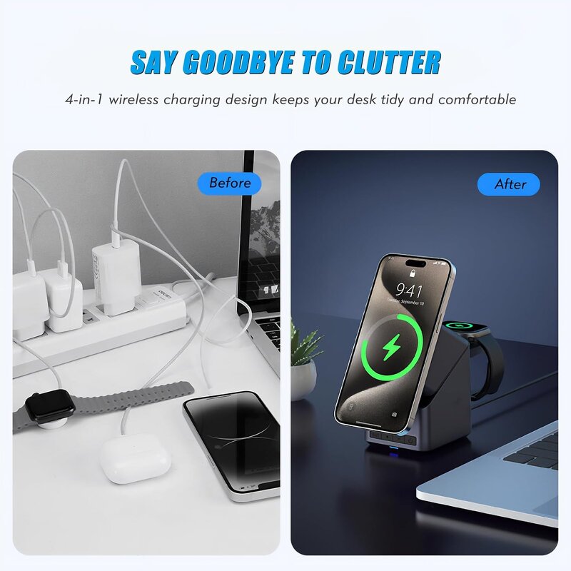 Wireless Charging Stand Manufacturer - OEM 2026 15W Fast 3-in-1 Foldable Cube ABS Magnetic