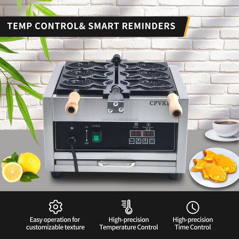 Taiyaki Waffle Iron Factory - Professional Electric 110V Non-Stick Teflon