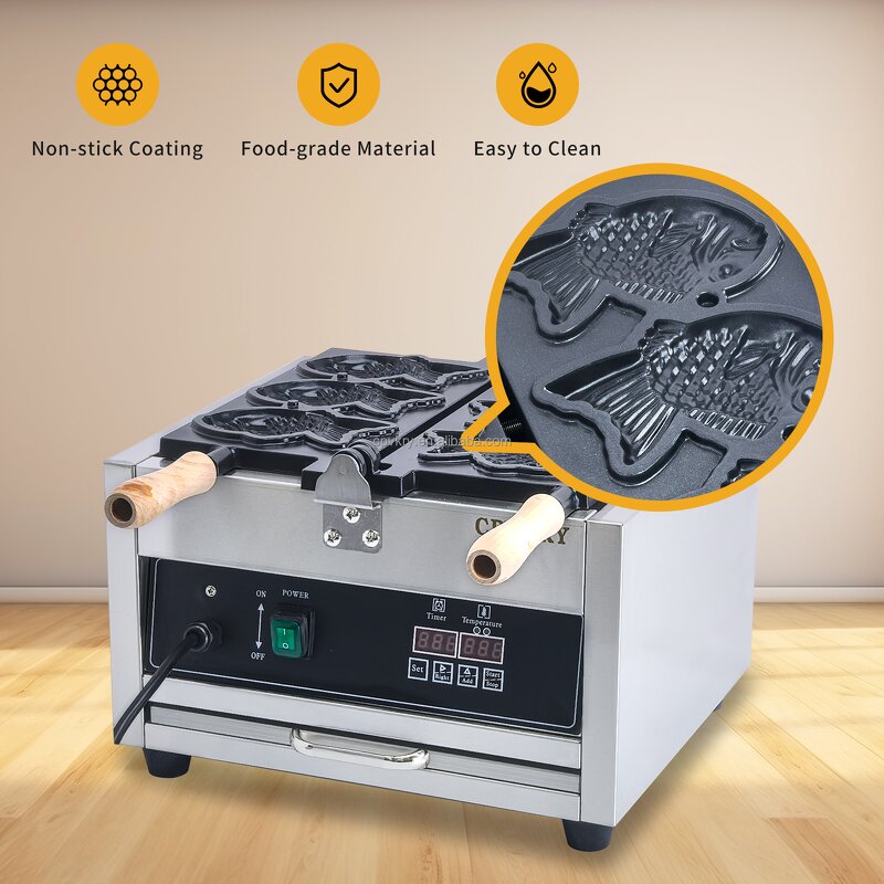 Taiyaki Waffle Iron Factory - Professional Electric 110V Non-Stick Teflon