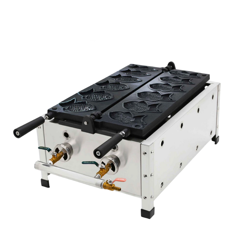 Gas Taiyaki Waffle Maker Factory - Commercial 6 Piece Fish Shaped Non-Stick