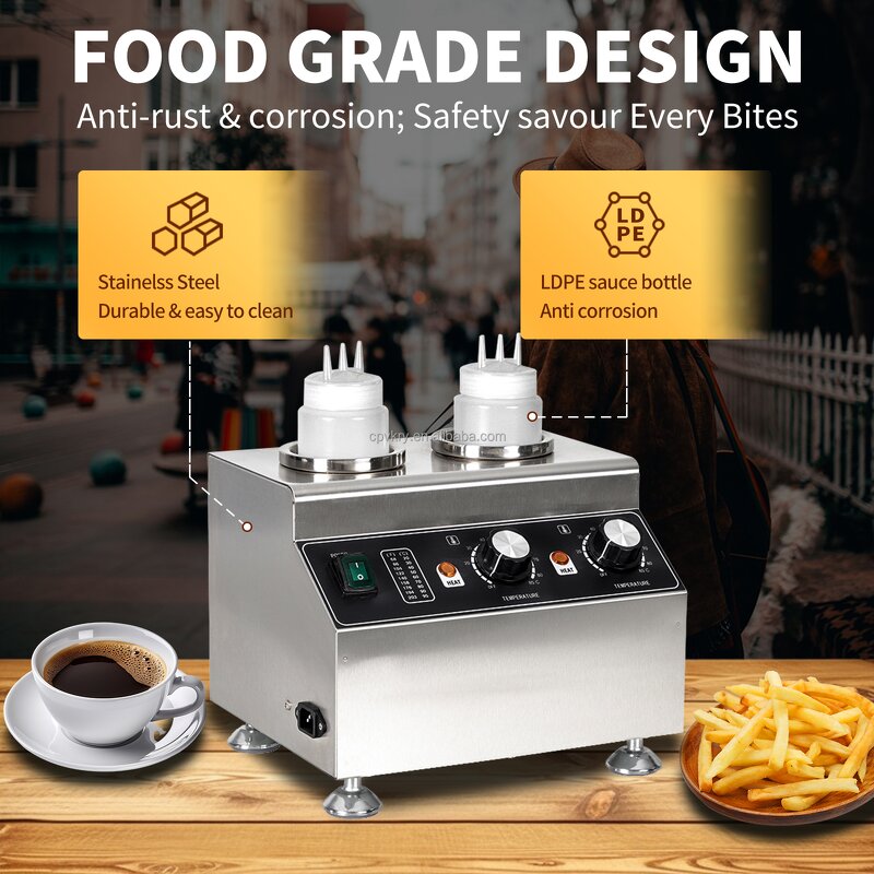 Nachos Sauce Warmer Manufacturer - Commercial 110/220V 2 Bottle Cheese Dispenser