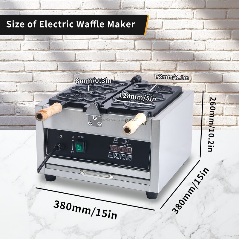 Taiyaki Waffle Iron Factory - Professional Electric 110V Non-Stick Teflon