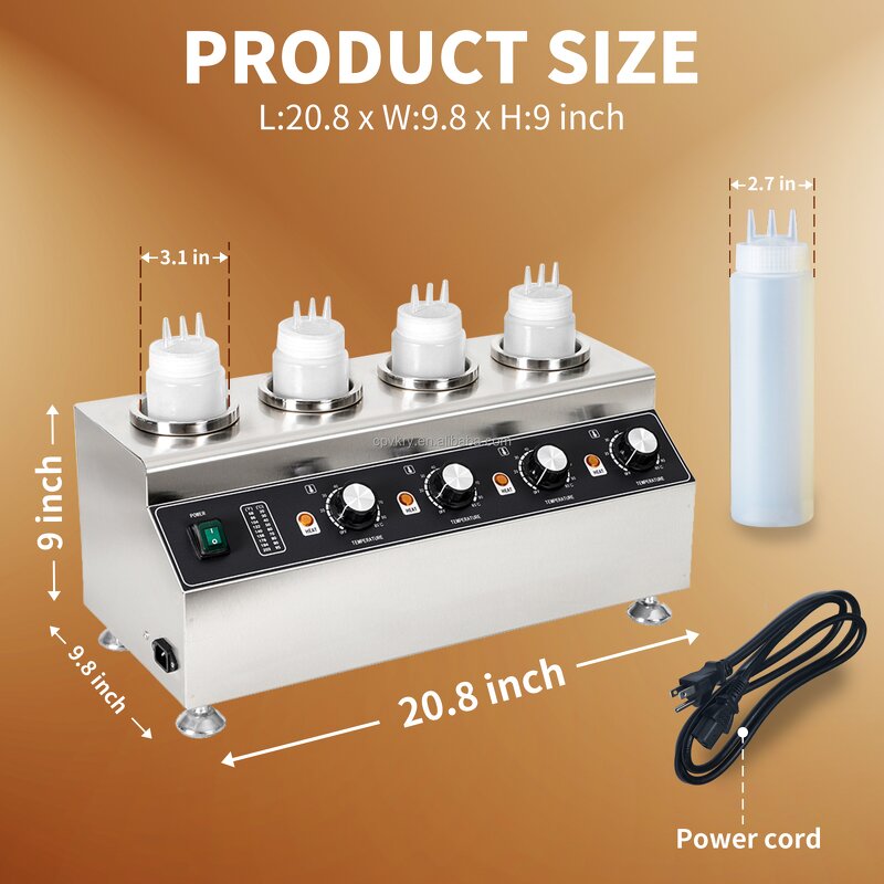 Chocolate Cheese Warming Machine Factory - Commercial Stainless Steel 4 Bottle Warmer