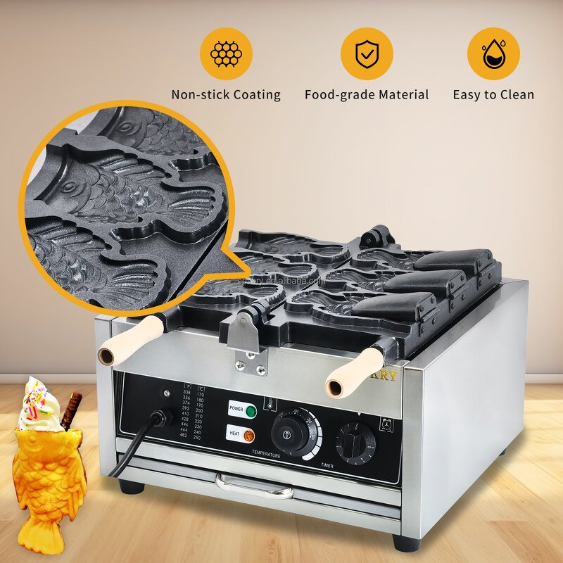 3-Fish Taiyaki Waffle Maker Manufacturer - Commercial Grade Stainless Steel Electric