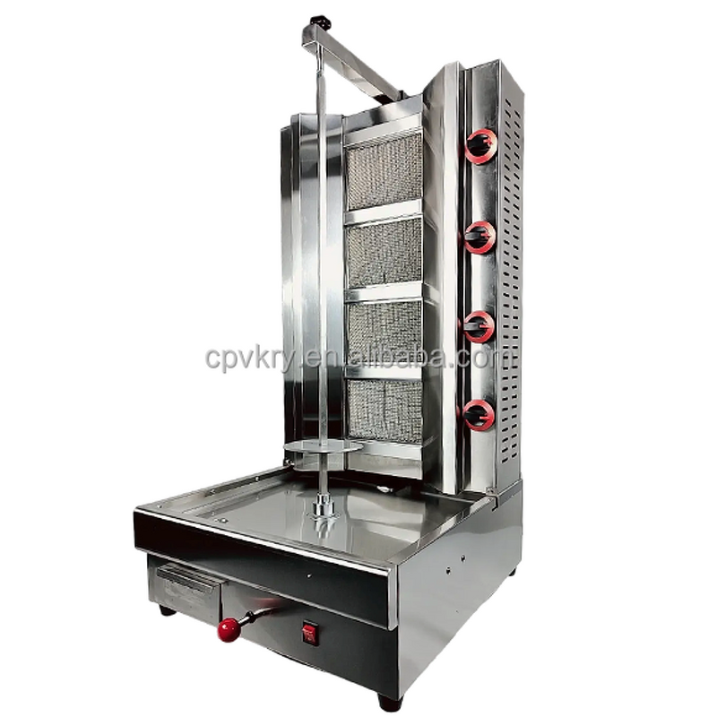 Gas Shawarma Machine Factory - Commercial 4 burner Powered Automatic Rotating