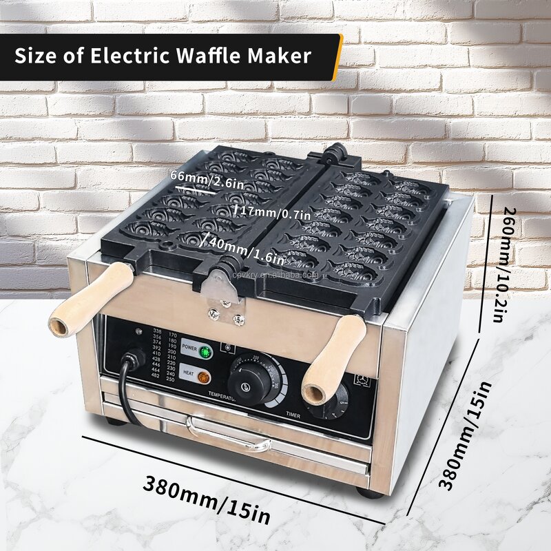 Commercial Taiyaki Machine Manufacturer - Stainless Steel Fish Shape Waffle Maker