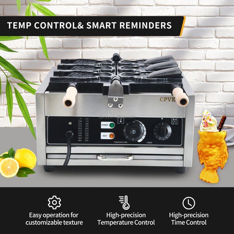 3-Fish Taiyaki Waffle Maker Manufacturer - Commercial Grade Stainless Steel Electric