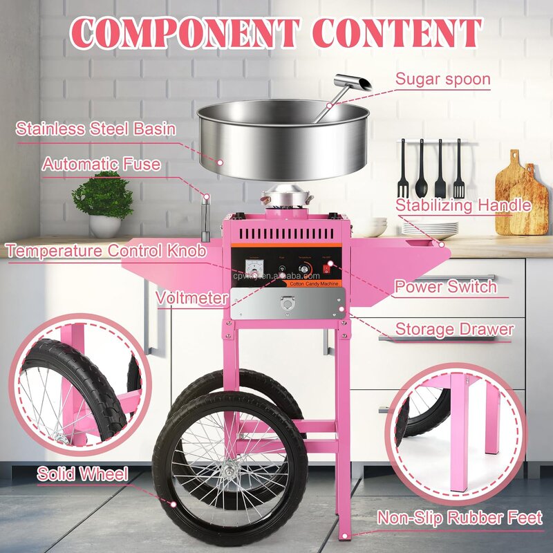 Cotton Candy Maker Manufacturer - Commercial 1000W Electric Stainless Steel Bowl