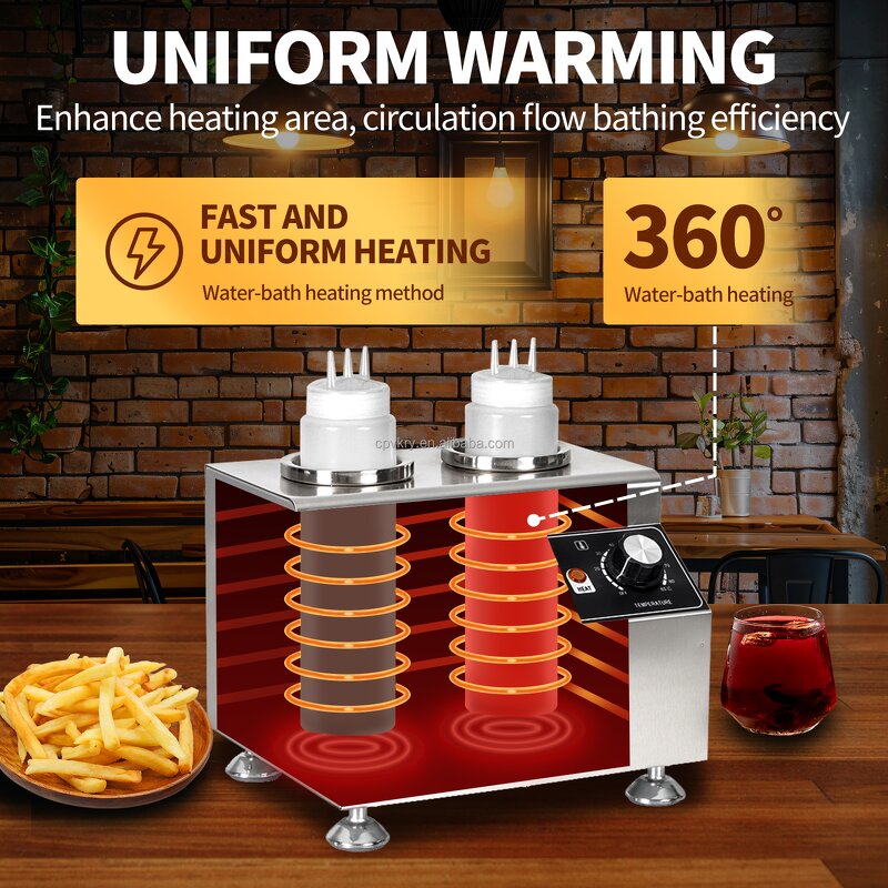Nachos Sauce Warmer Manufacturer - Commercial 110/220V 2 Bottle Cheese Dispenser