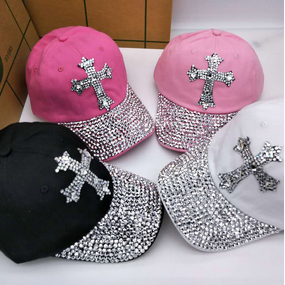 Diamond Baseball Cap Factory - Fashion Blingbling Adjustable Rhinestone Cross Hats