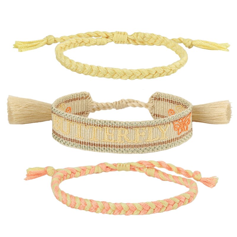 Friendship Bracelets Manufacturer - Customized Letter 3pcs Sets Rope Woven