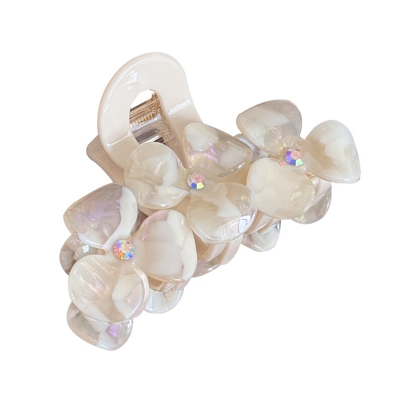 Claw Clip Manufacturer - 3D Rhinestone Flower Acetate for High Ponytail Updo