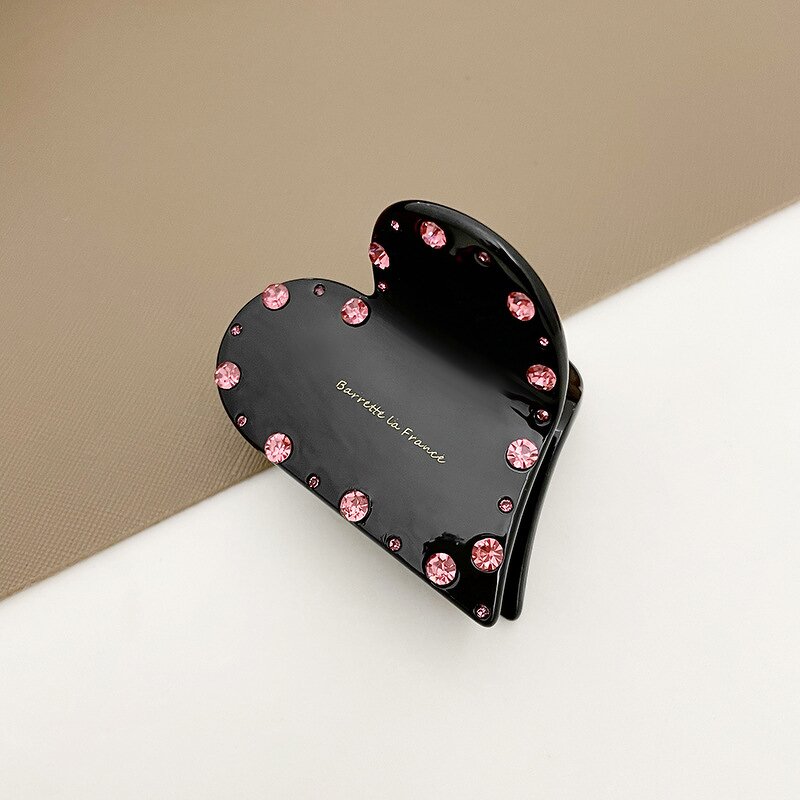 Hair Clamp Factory - Heart Shape Spot Drill Acetate Diamond Shark Clip