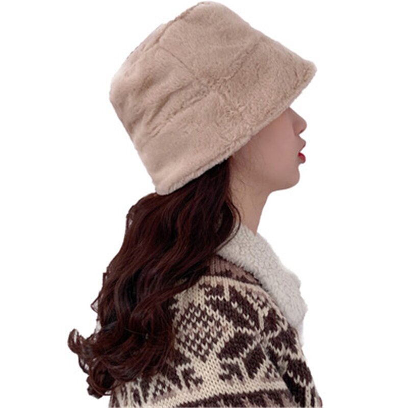 Fleece Winter Hat Supplier - Fashion Lady Solid Soft Leopard Wool Sherpa Bucket
