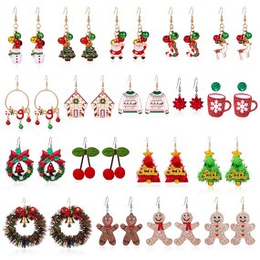 Christmas Earrings Factory - Tree Cup Ring Bell Gingerbread Enamel Charm Pendant