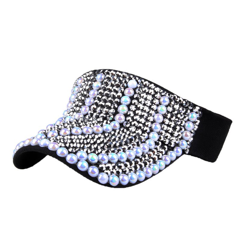 Rhinestone Visor Cap Factory - Wholesale Women Fashion Full Diamond Empty Visor