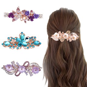 Butterfly Hair Clip Factory - Hot Selling Alloy Large Rhinestone Spring Clip