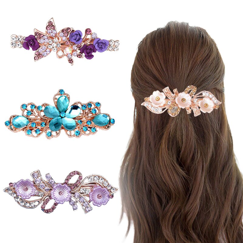 Butterfly Hair Clip Factory - Hot Selling Alloy Large Rhinestone Spring Clip