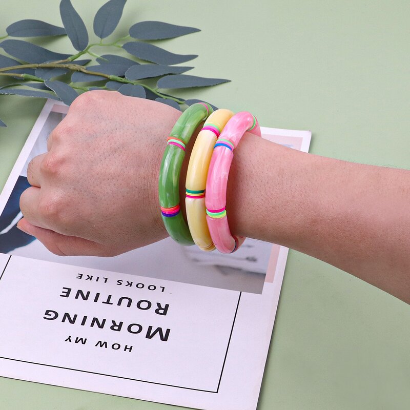 Acrylic Bangle Factory - Polymer Clay Personalized Tube Beaded Bracelets