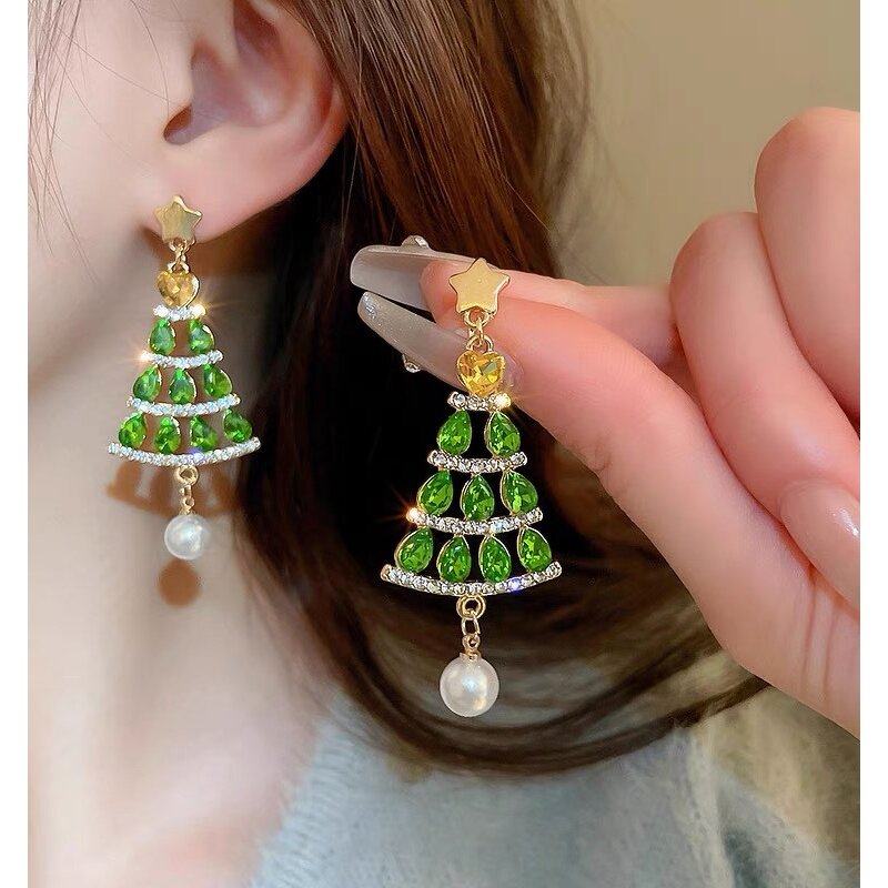 Christmas Earrings Factory - Wholesale Fashion Tree Cute New Year Earrings