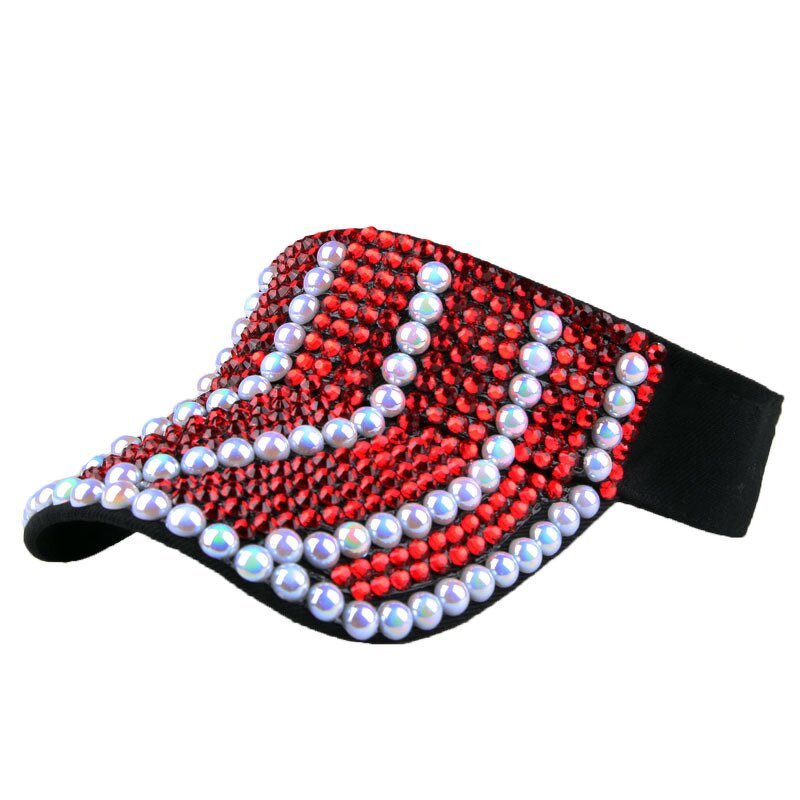Rhinestone Visor Cap Factory - Wholesale Women Fashion Full Diamond Empty Visor