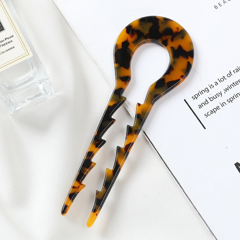 Hair Pins & Clips Supplier - Hot Sale 13cm U Shaped Leopard Acetate