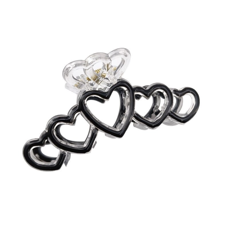 Hair Claw Clip Factory - Heart Crown with 5 Connected Hearts Enamel Painted